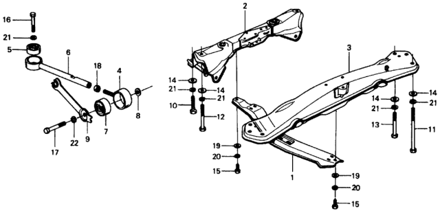1975 Honda Civic Torque Rod - Engine Supportbeam Diagram