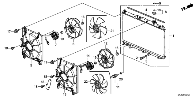 2014 Honda Accord Motor, Cooling Fan Diagram for 19030-5A2-A03