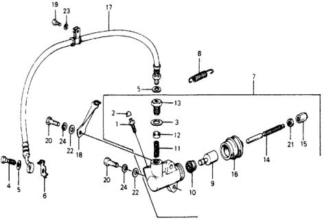 1977 Honda Accord Cylinder Assembly, Clutch Slave Diagram for 46930-671-013