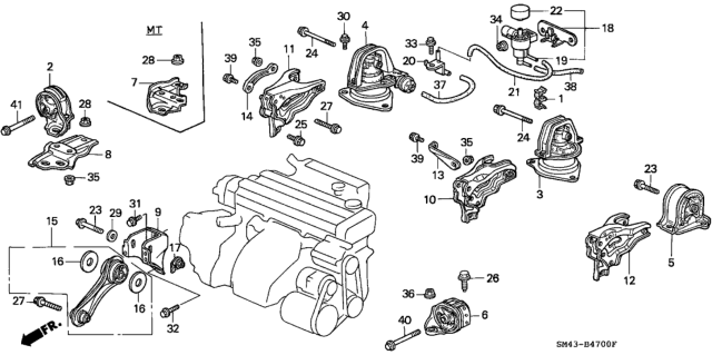 1992 Honda Accord Bracket, Transmission Mounting (Mt) Diagram for 50825-SM4-000