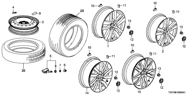 2021 Honda Pilot Disk, Aluminum Wheel (20X8J) (Tpms) (Aap) Diagram for 42700-TG7-A82
