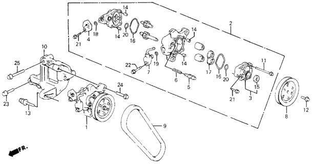1988 Honda Civic Pump Assembly, Power Steering Diagram for 56100-PM3-020