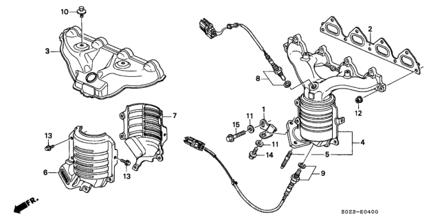 2000 Honda Civic Exhaust Manifold (SOHC) Diagram