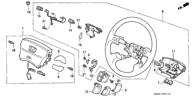 1993 Honda Civic Airbag Assembly, Inflator (Mystic Brown) Diagram for 06770-SR4-A80ZL
