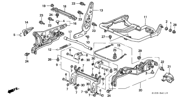 1998 Honda CR-V Adjuster, R. RR. Seat Tilt Up Diagram for 82260-S10-A01