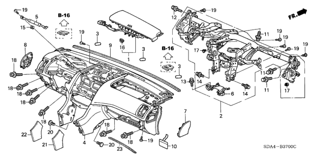 2003 Honda Accord Panel Assy., Instrument *YR239L* (KI IVORY) Diagram for 77100-SDA-A01ZC