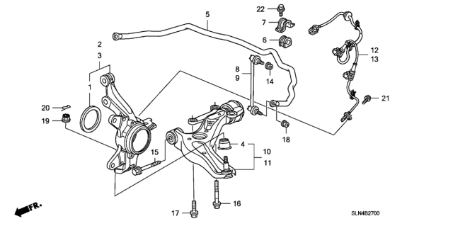 2008 Honda Fit Arm Assembly, Right Front (Lower) Diagram for 51350-SLN-A02