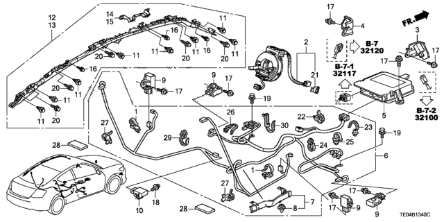 2011 Honda Accord Wire Harness, SRS Floor Diagram for 77962-TE1-A02