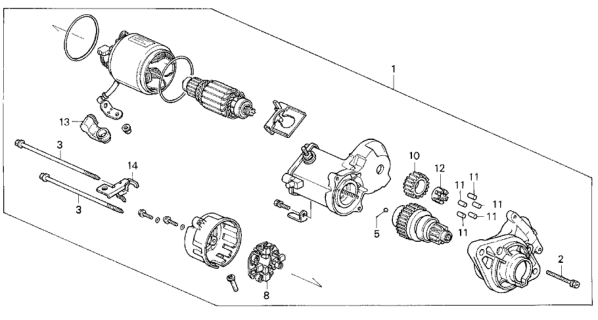 1993 Honda Civic Starter Motor (Denso) Diagram 1