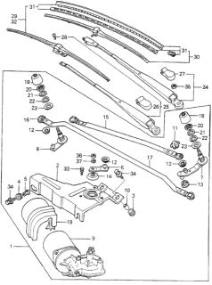 1979 Honda Prelude Wiper Assy., Windshield Diagram for 38400-692-671