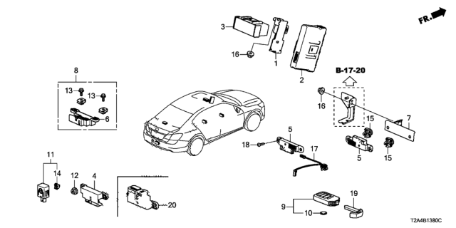 2016 Honda Accord Fob Assembly, Entry Key (Driver 1) Diagram for 72147-T2G-A41