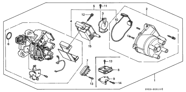 1996 Honda Accord Distributor Assembly (D4T94-03) (Hitachi) Diagram for 30100-P0H-A01