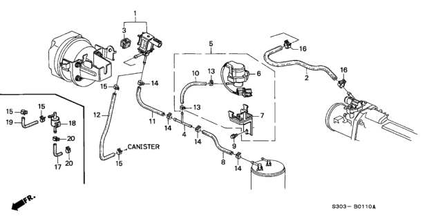 1997 Honda Prelude Stay Assy., Purge Flow Switch Diagram for 36380-P5M-A01