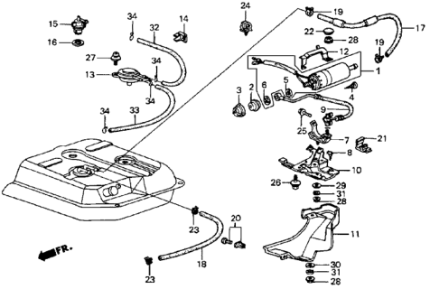 1985 Honda CRX Gasket, Fuel Cut Valve Diagram for 17574-SB2-010