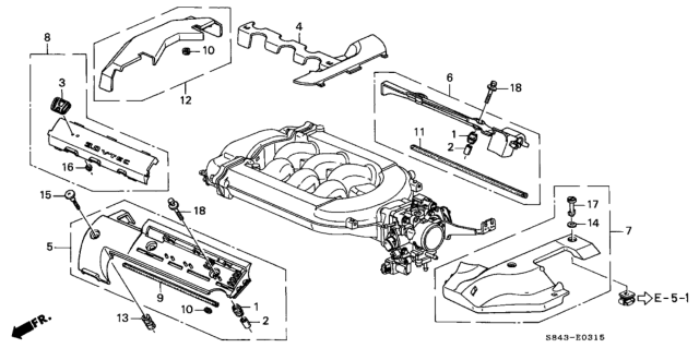 1999 Honda Accord Intake Manifold Cover (V6) Diagram