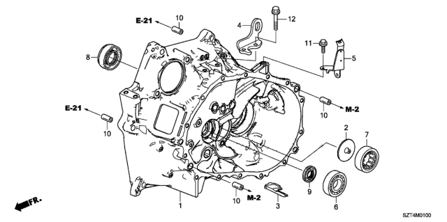 2011 Honda CR-Z MT Clutch Case Diagram