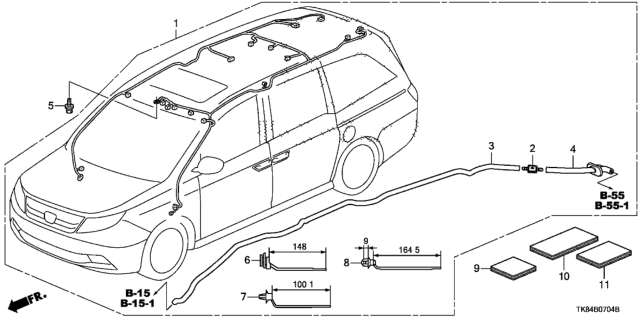 2014 Honda Odyssey Wire Harness, Sunroof Diagram for 32155-TK8-A31
