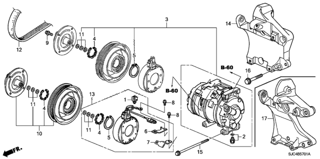 2009 Honda Ridgeline Bracket, Compressor Diagram for 38930-RJE-A00