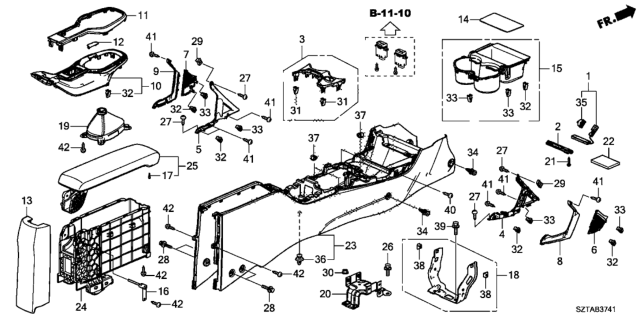 2016 Honda CR-Z Bracket Assy., Console Diagram for 83410-SZT-G00