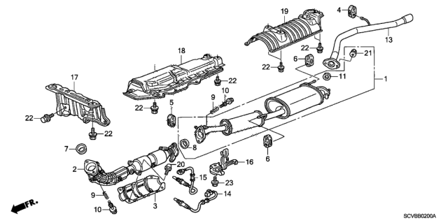 2011 Honda Element Exhaust Pipe - Muffler Diagram