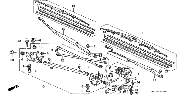 1996 Honda Accord Arm, Windshield Wiper (Driver Side) Diagram for 76600-SV2-A01