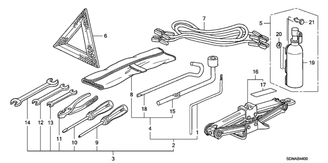 2007 Honda Accord Tools - Jack Diagram