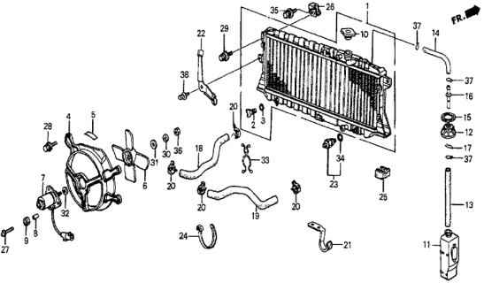 1984 Honda Prelude Fan, Cooling (Denso) Diagram for 19020-PC6-003