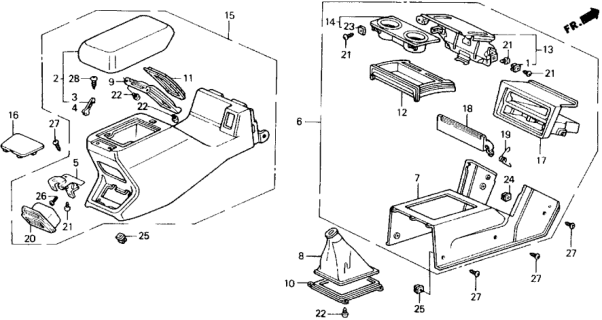 1989 Honda Accord Cover, RR. Console *Y18L* (SILKY IVORY) Diagram for 83442-SE3-A10ZE