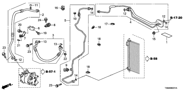 2014 Honda Civic A/C Air Conditioner (Hoses/Pipes) (2.4L) Diagram