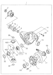 1998 Honda Passport Gear Kit, FR. Differential Axle Diagram for 8-97161-637-0