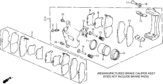 1989 Honda Accord Caliper Assembly, Driver Side Diagram for 45230-SD4-033