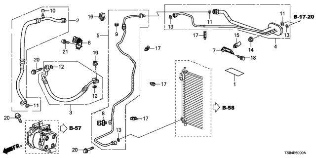 2013 Honda Civic A/C Air Conditioner (Hoses/Pipes) (1.8L) Diagram