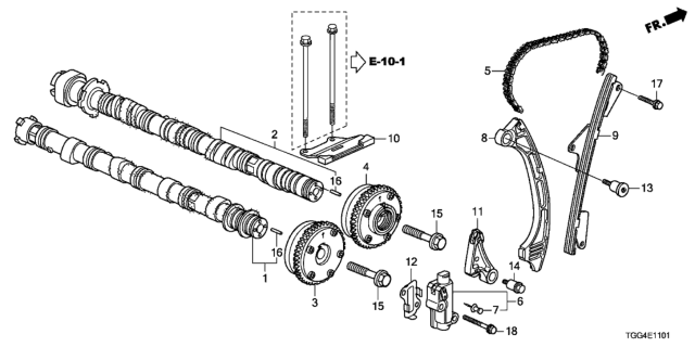 2019 Honda Civic Guide, Cam Chain Diagram for 14530-RPY-G01