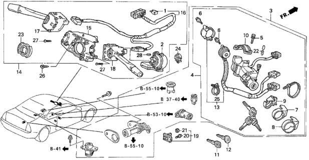 1996 Honda Prelude Switch Assembly, Wiper Diagram for 35256-SM4-G71