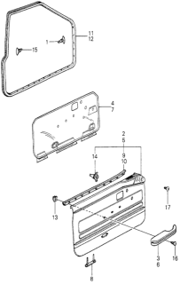 1981 Honda Accord Armrest, Right Front Door (Chic Red) (Tokyo Seat) Diagram for 75823-634-671ZU