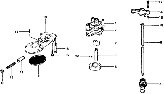 1975 Honda Civic Shaft, Oil Pump Drive Gear Diagram for 15120-657-000