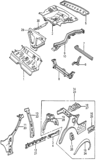 1981 Honda Accord Support, R. Tray Side Diagram for 70580-688-830ZZ