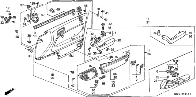 1991 Honda Accord Base, R. *Y18L* (SILKY IVORY) Diagram for 83533-SM4-H20ZD