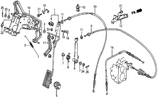 1987 Honda Prelude Spring, Accelerator Pedal Diagram for 17814-SB0-670