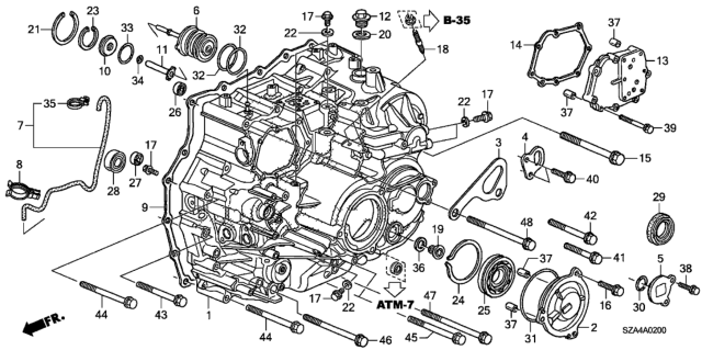 2012 Honda Pilot AT Transmission Case Diagram