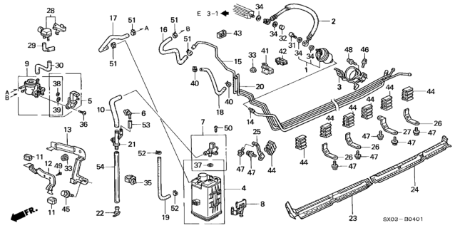 1998 Honda Odyssey Clip A, Fuel Pipe Diagram for 91597-S30-L01