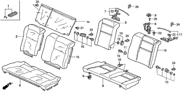 1996 Honda Civic Cover, Right Rear Seat-Back Trim (Excel Charcoal) Diagram for 82121-S02-A01ZA