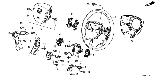 2015 Honda Accord Hybrid Sub-Cord, Cable Reel Diagram for 77901-T3Z-A00