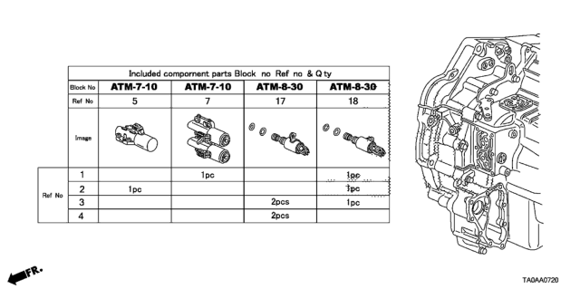 2012 Honda Accord AT Solenoid Valve Set (L4) Diagram