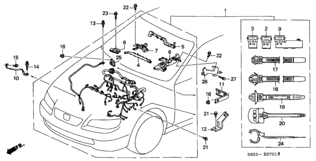 1998 Honda Accord Wire Harness, Engine Diagram for 32110-P8C-A50