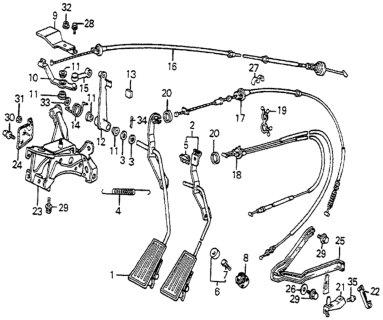 1984 Honda Accord Accelerator Pedal - Pedal Bracket Diagram