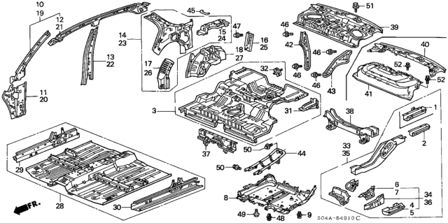 1998 Honda Civic Panel Set, RR. Floor Diagram for 04655-S1G-A00ZZ