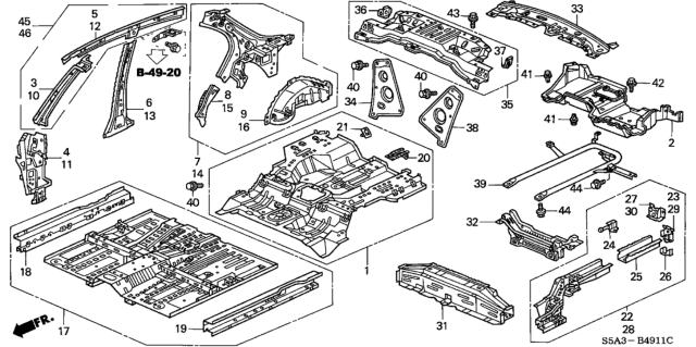 2002 Honda Civic Cover, Floor (Lower) Diagram for 17733-S5W-A00