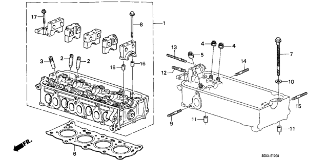 1987 Honda Accord Cylinder Head Assembly Diagram for 12100-PH4-000