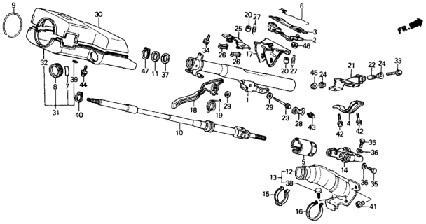 1991 Honda Civic Shaft, Steering Diagram for 53310-SH3-A01